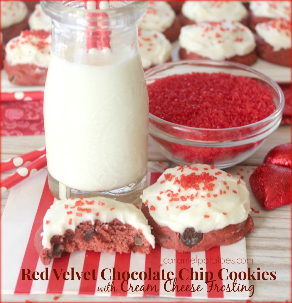 Red Velvet Chocolate Chip Cookies with Cream Cheese Frosting