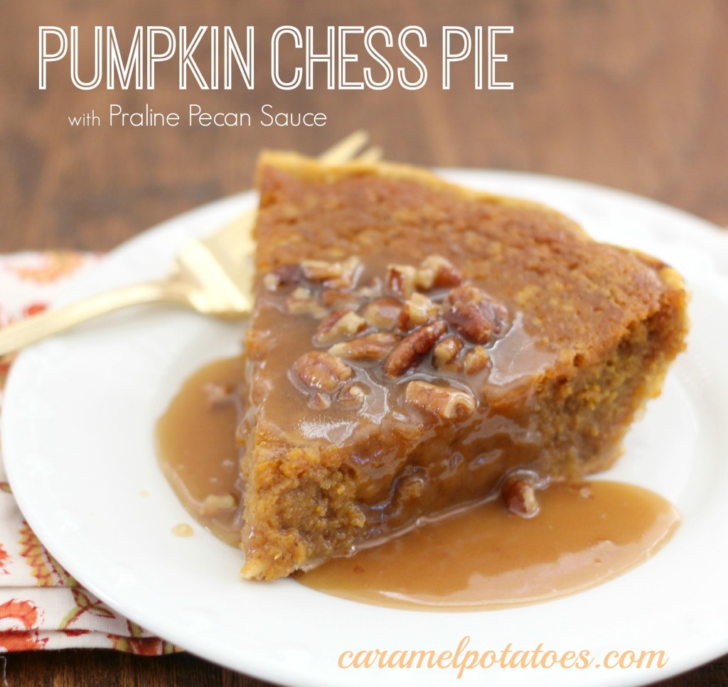 Pumpkin Chess Pie with Praline Pecan Sauce